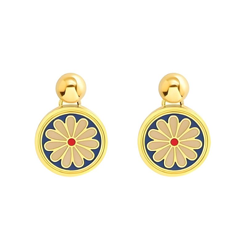 18K gold plated Stainless steel  Flowers earrings, Intensity