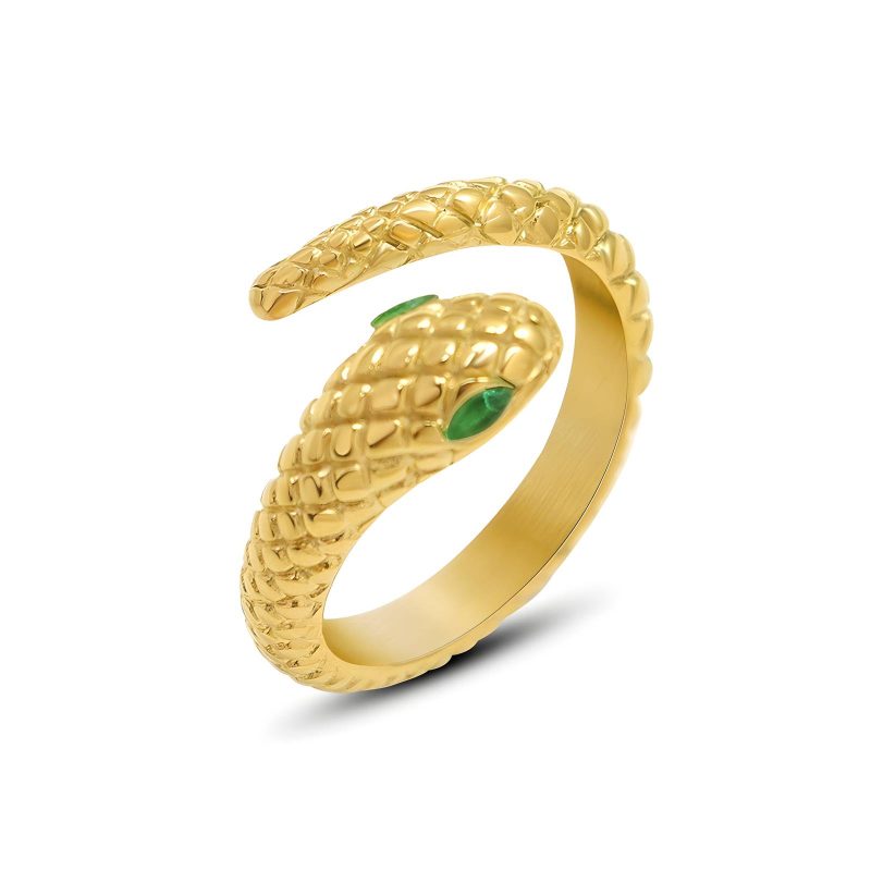 18K gold plated Stainless steel  Snake finger ring, Intensity