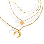 18K gold plated Stainless steel  Star and Moon necklace, Intensity