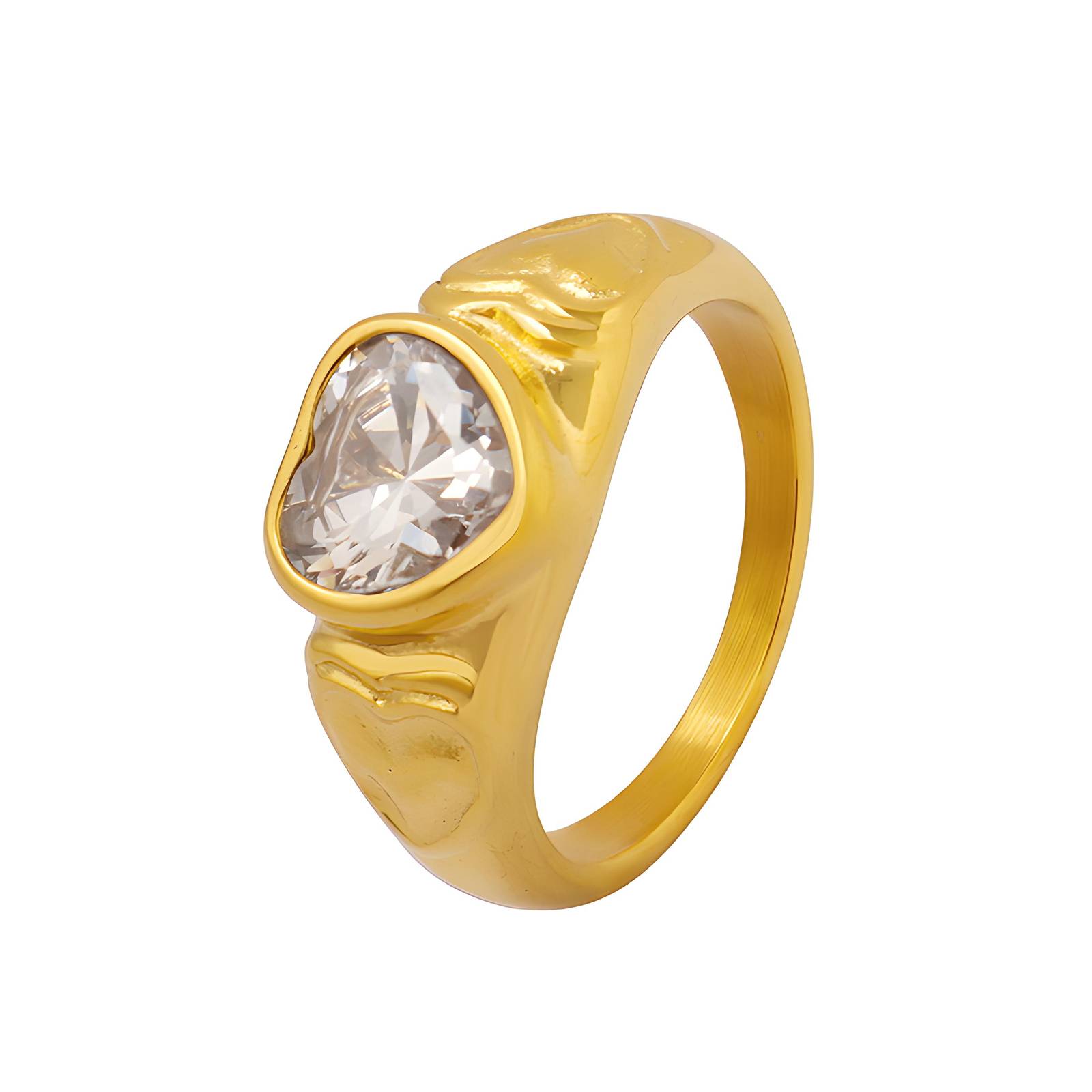 18K gold plated Stainless steel  Heart finger ring, Intensity