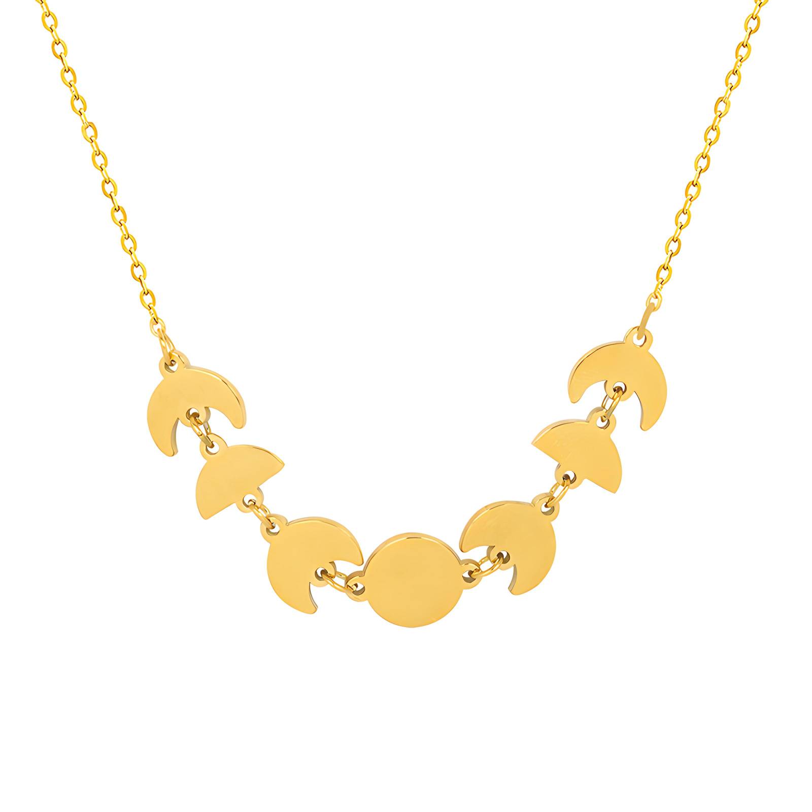 18K gold plated Stainless steel  Moon phases necklace, Intensity