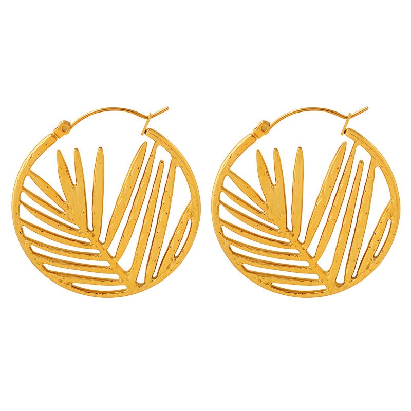 18K gold plated Stainless steel  Leafs earrings, Intensity