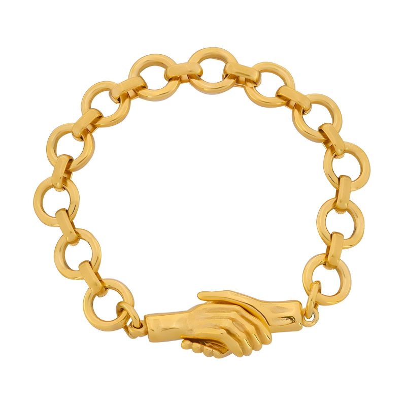 18K gold plated Stainless steel  Hand in hand bracelet, Intensity