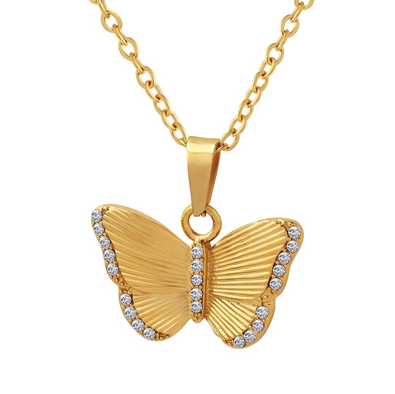 18K gold plated Stainless steel  Butterfly necklace, Intensity