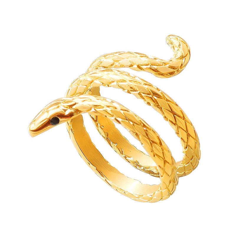 18K gold plated Stainless steel  Snake finger ring, Intensity