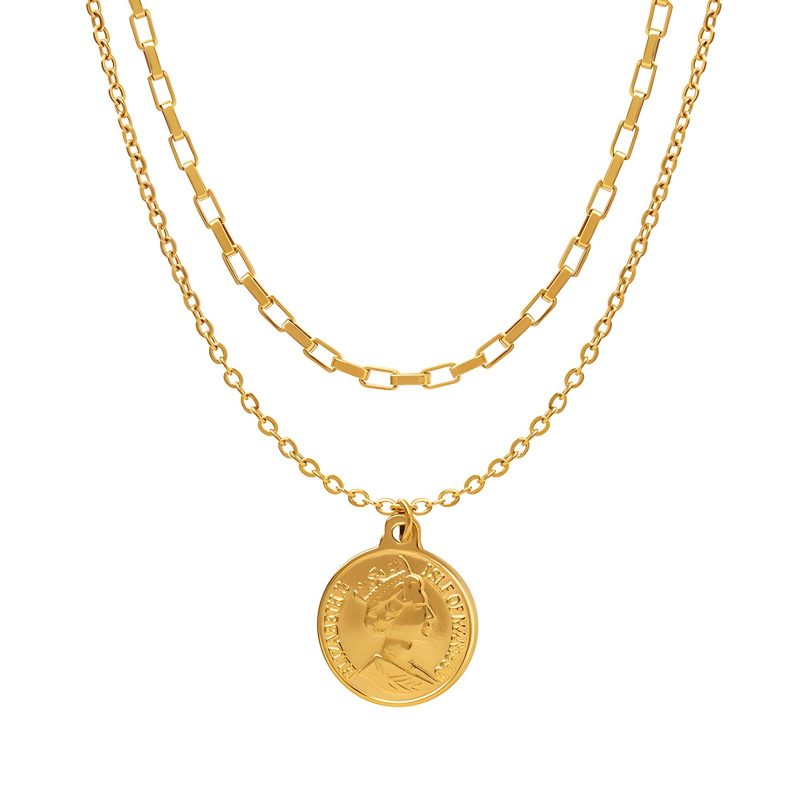 18K gold plated Stainless steel  Coin necklace, Intensity