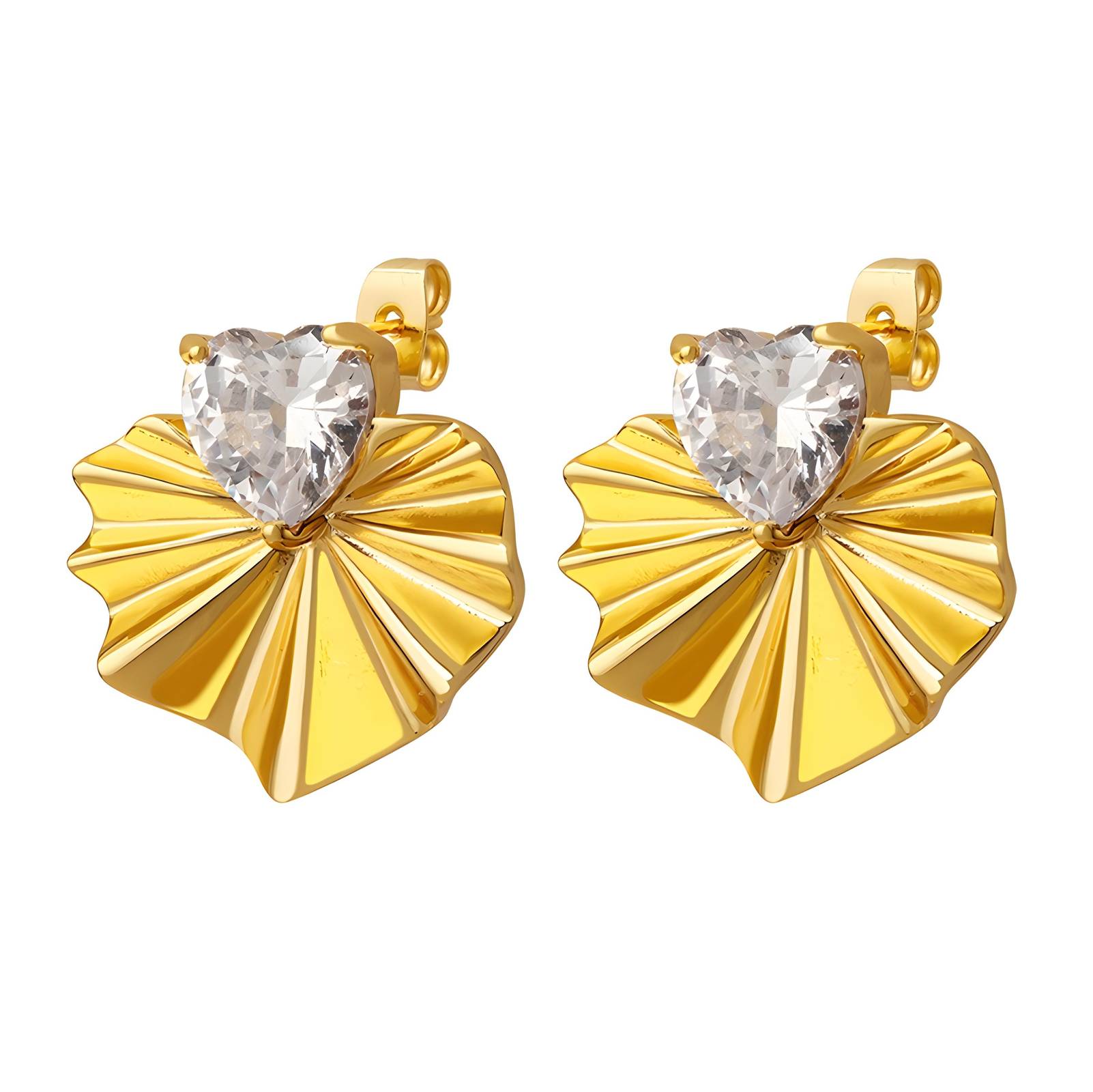 18K gold plated Stainless steel  Heart earrings, Intensity