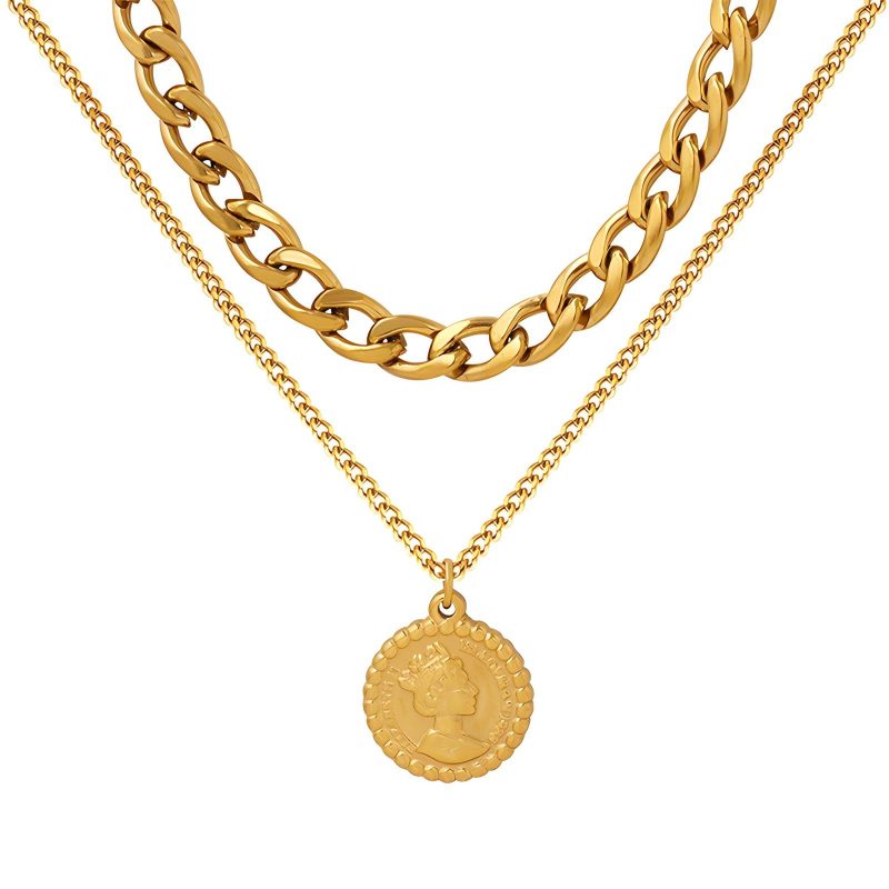 18K gold plated Stainless steel  Coin necklace, Intensity