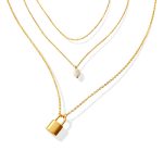 18K gold plated Stainless steel  Lock necklace, Intensity