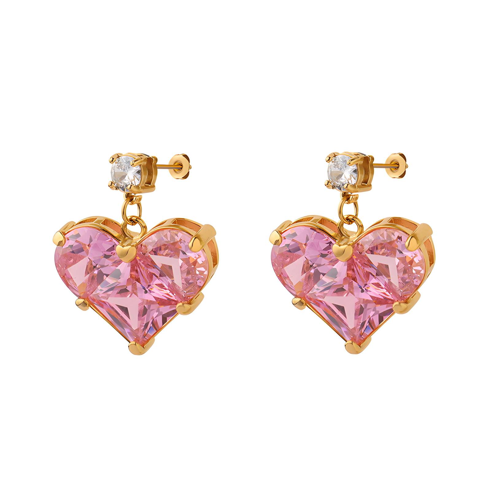 18K gold plated Stainless steel  Hearts earrings, Intensity