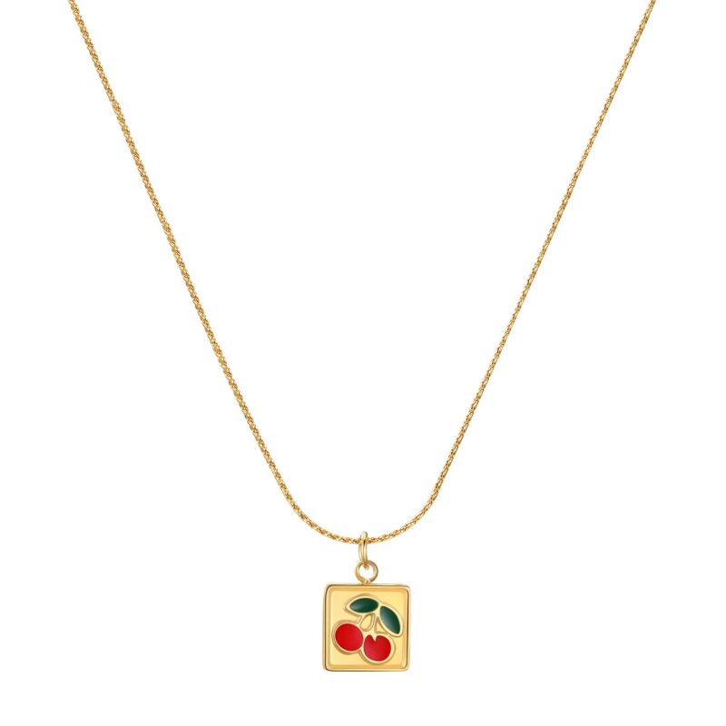 18K gold plated Stainless steel  Cherry necklace, Intensity