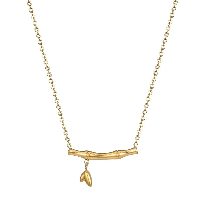 18K gold plated Stainless steel  Bamboo necklace, Intensity