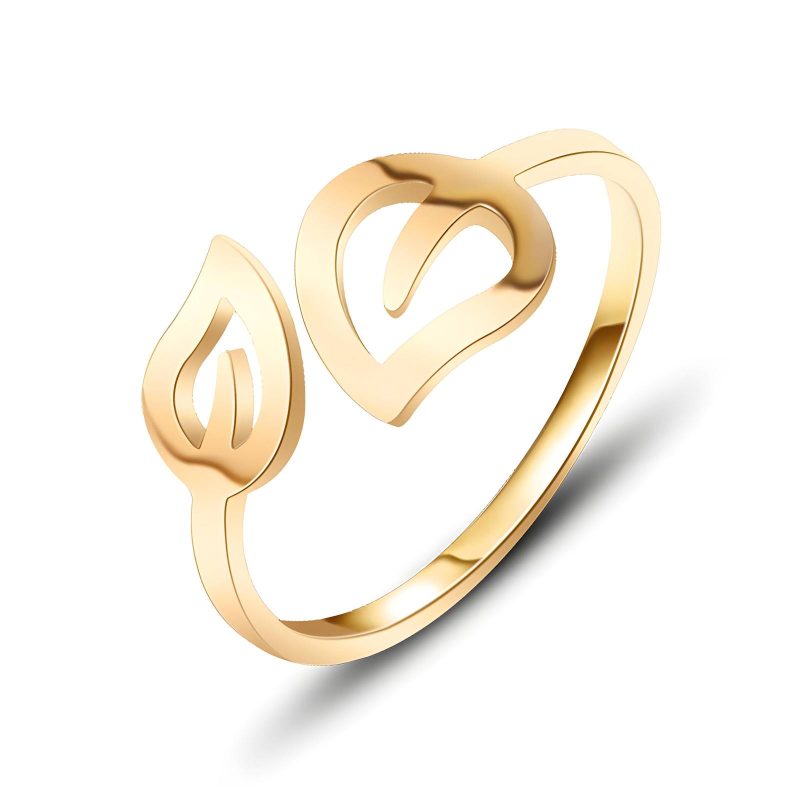 18K gold plated Stainless steel  Leafs finger ring, Intensity