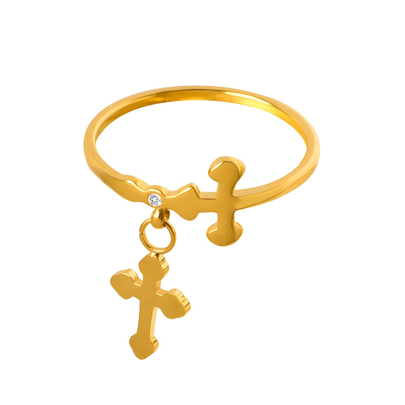 18K gold plated Stainless steel  Crosses finger ring, Intensity