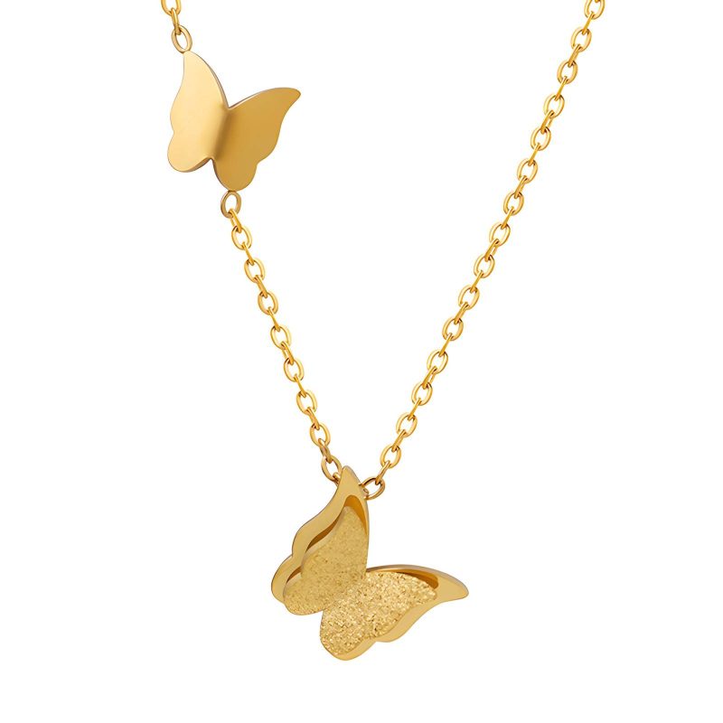 18K gold plated Stainless steel  Butterflies necklace, Intensity