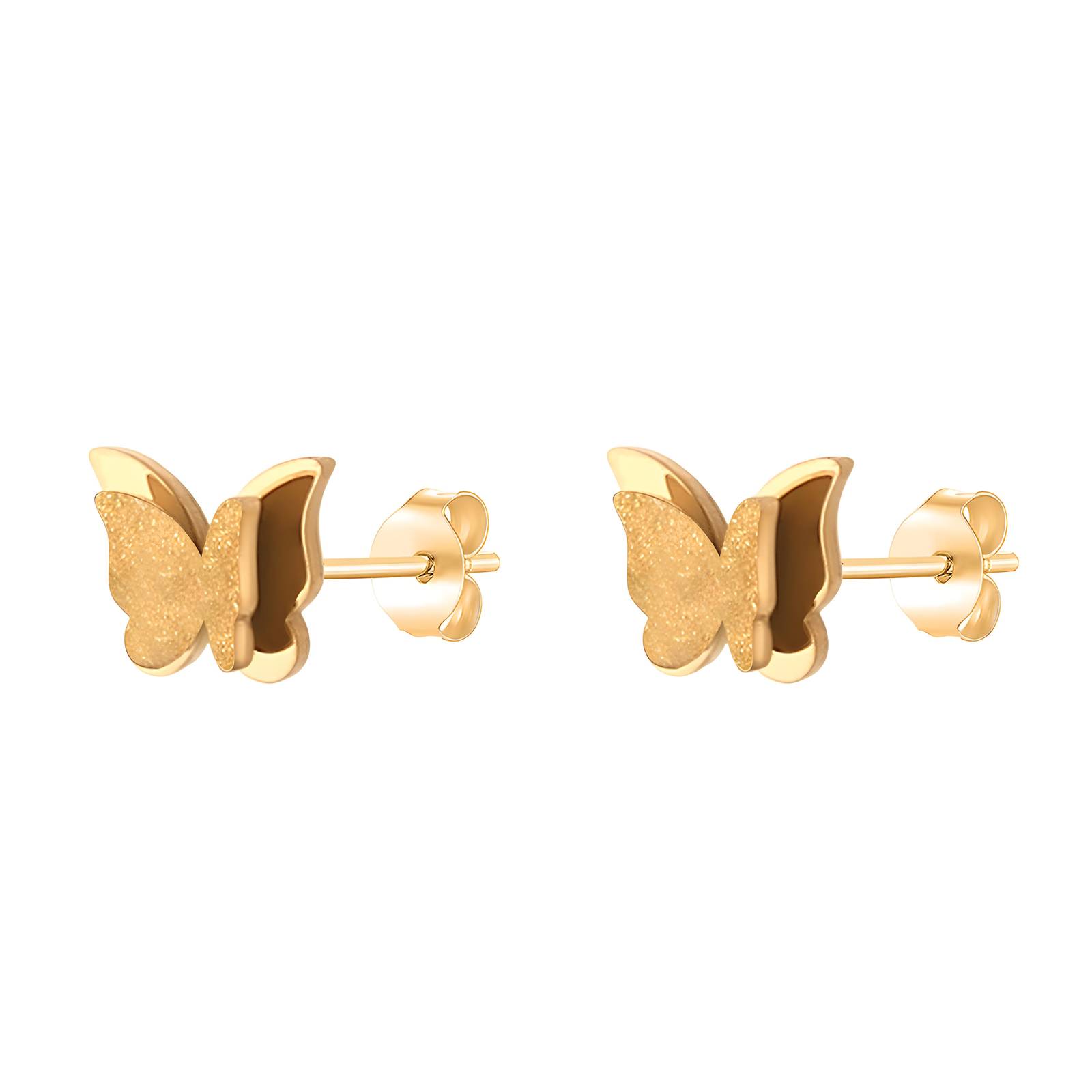 18K gold plated Stainless steel  Butterflies earrings, Intensity