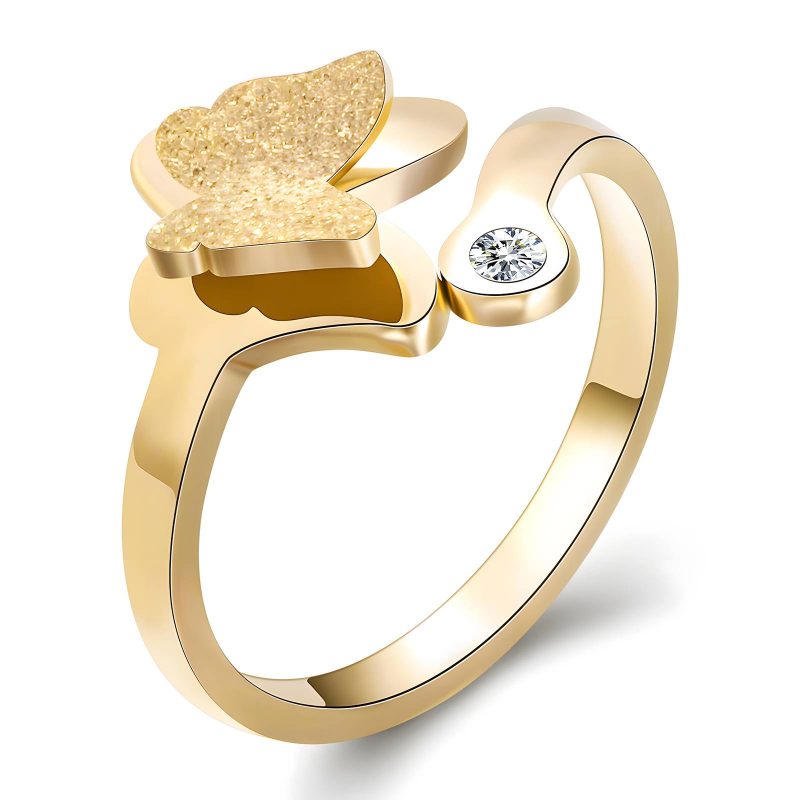 18K gold plated Stainless steel  Butterflies finger ring, Intensity