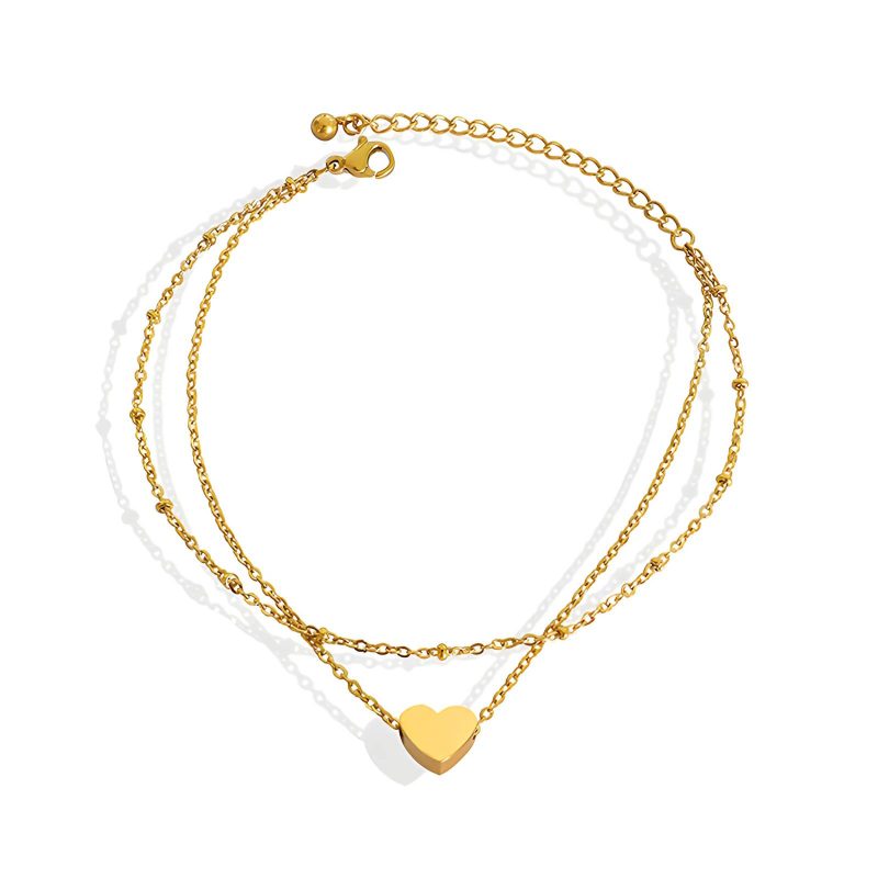 18K gold plated Stainless steel  Heart anklet, Intensity