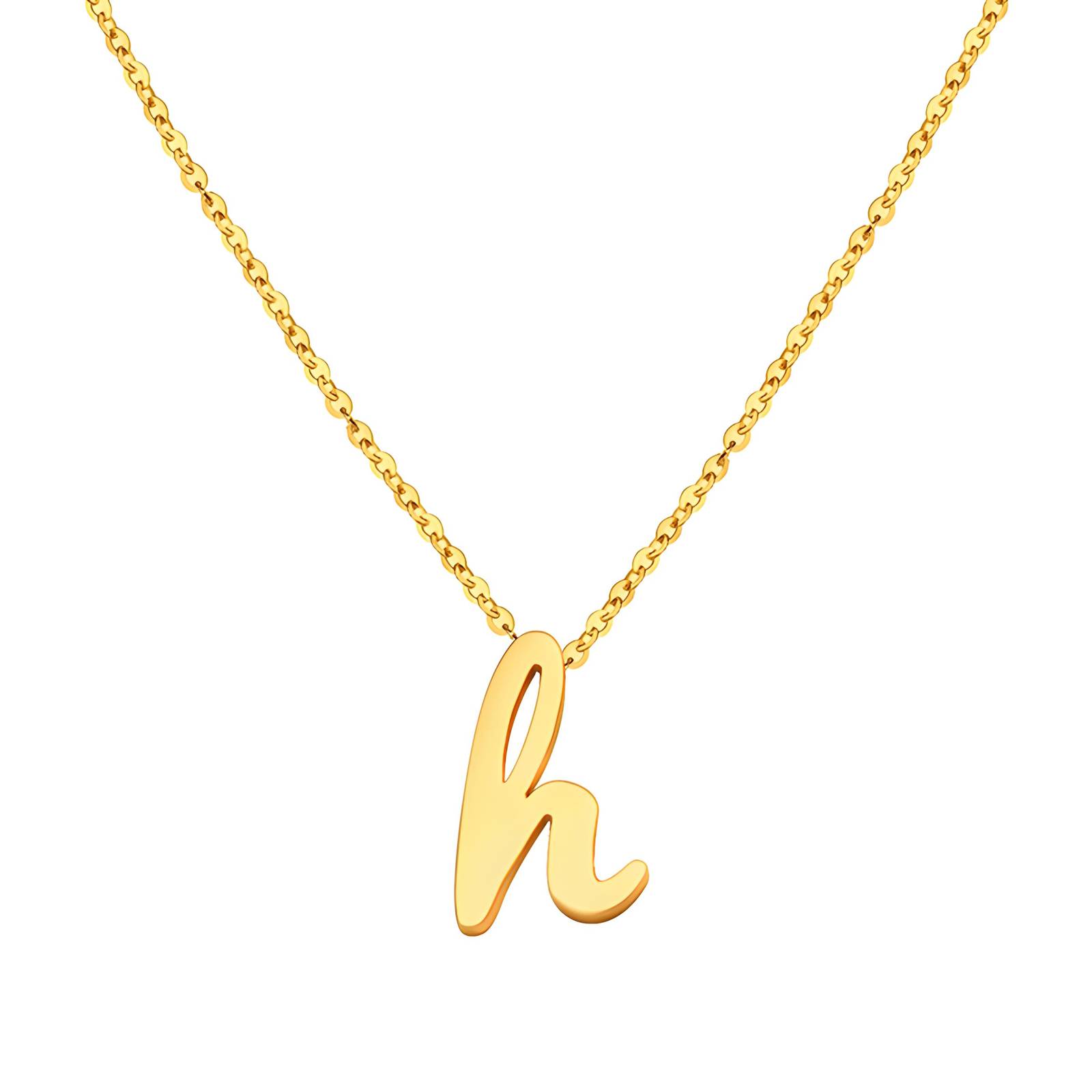 18K gold plated Stainless steel  Letter H necklace, Intensity