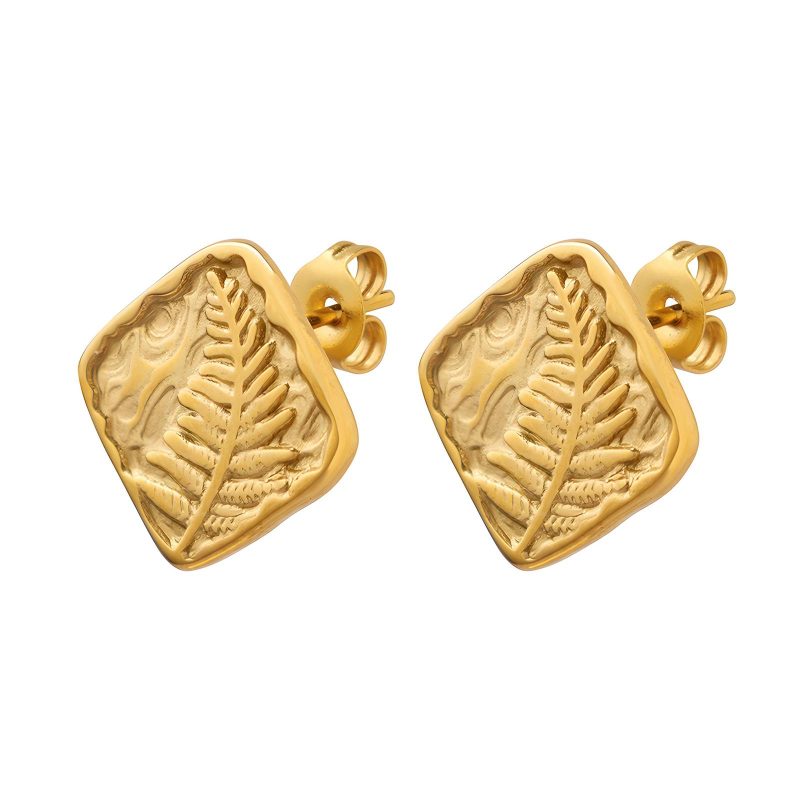 18K gold plated Stainless steel  Leafs earrings, Intensity