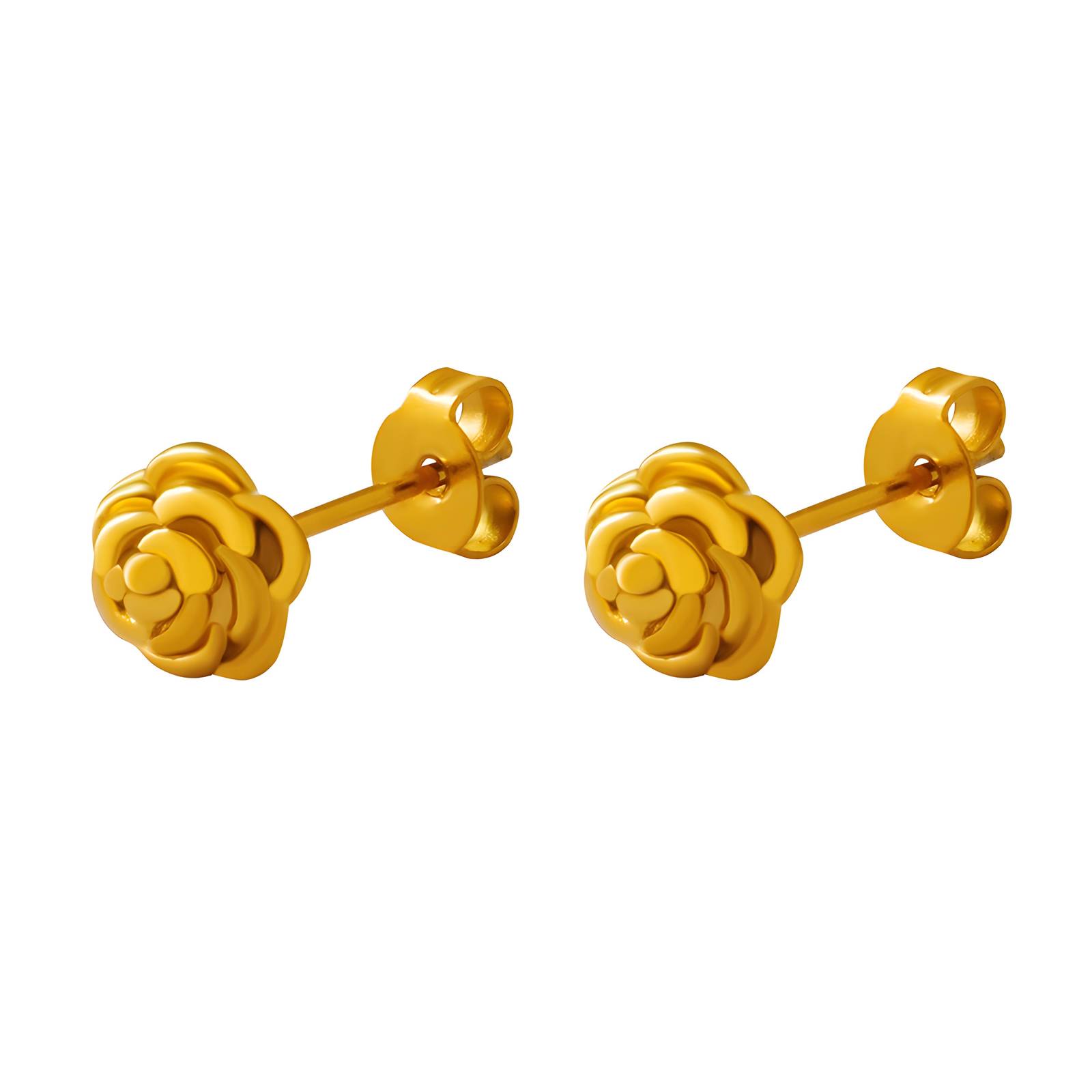 18K gold plated Stainless steel  Rose earrings, Intensity