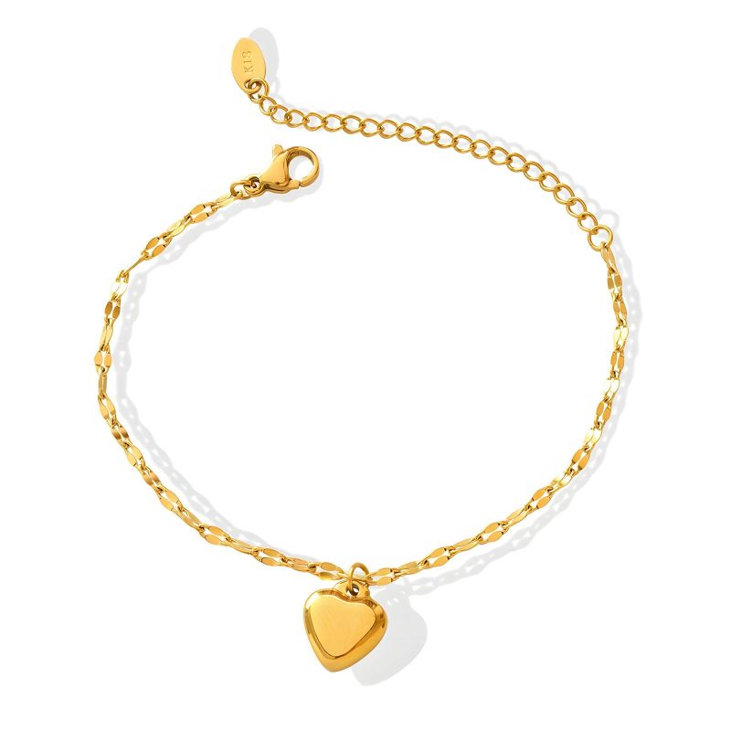 18K gold plated Stainless steel  Heart bracelet, Intensity