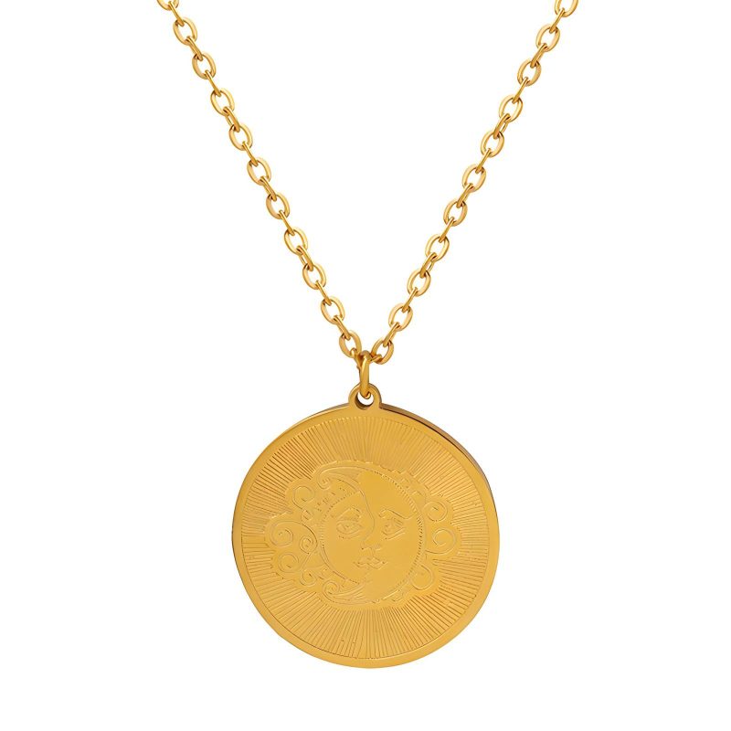 18K gold plated  Sun and Moon necklace, Intensity