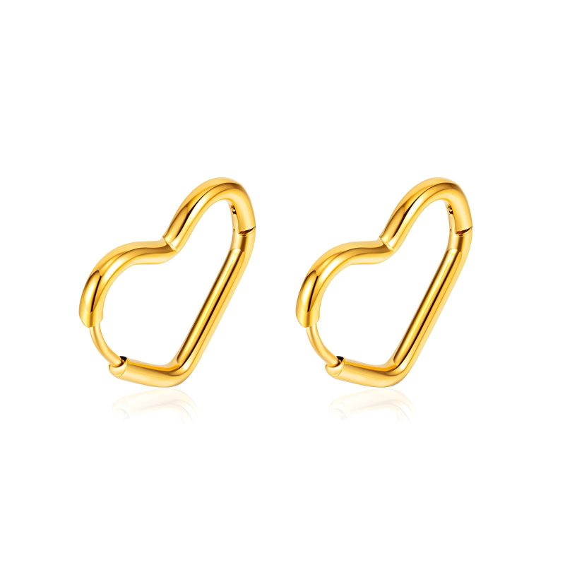 18K gold plated Stainless steel  Heart earrings, Intensity