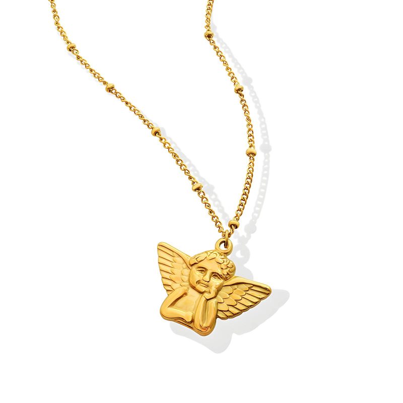 18K gold plated Stainless steel  Angel necklace, Intensity