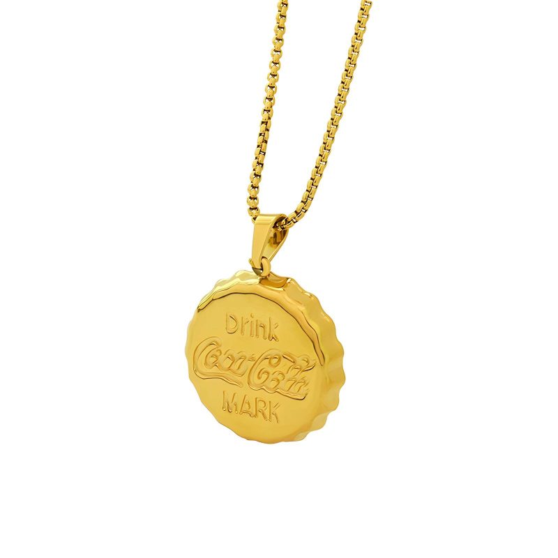 18K gold plated Stainless steel  Bottle cap necklace, Intensity