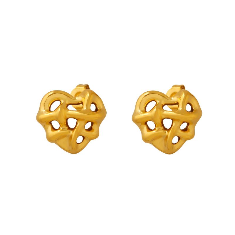 18K gold plated Stainless steel  Heart earrings, Intensity