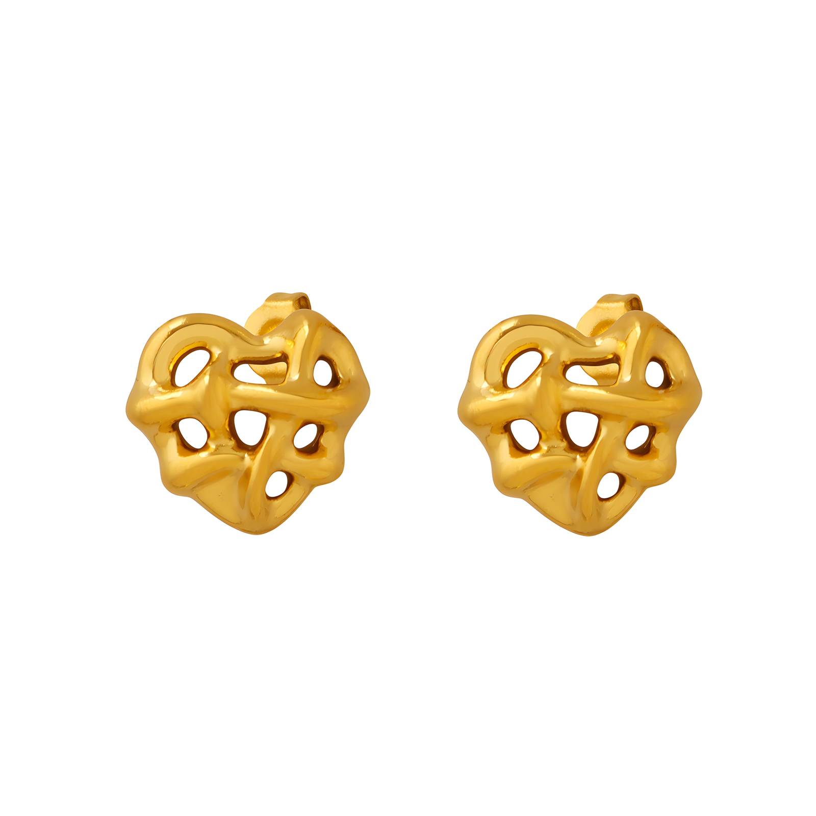 18K gold plated Stainless steel  Heart earrings, Intensity