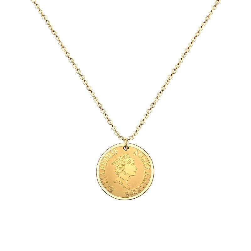 18K gold plated Stainless steel  Coin necklace, Intensity