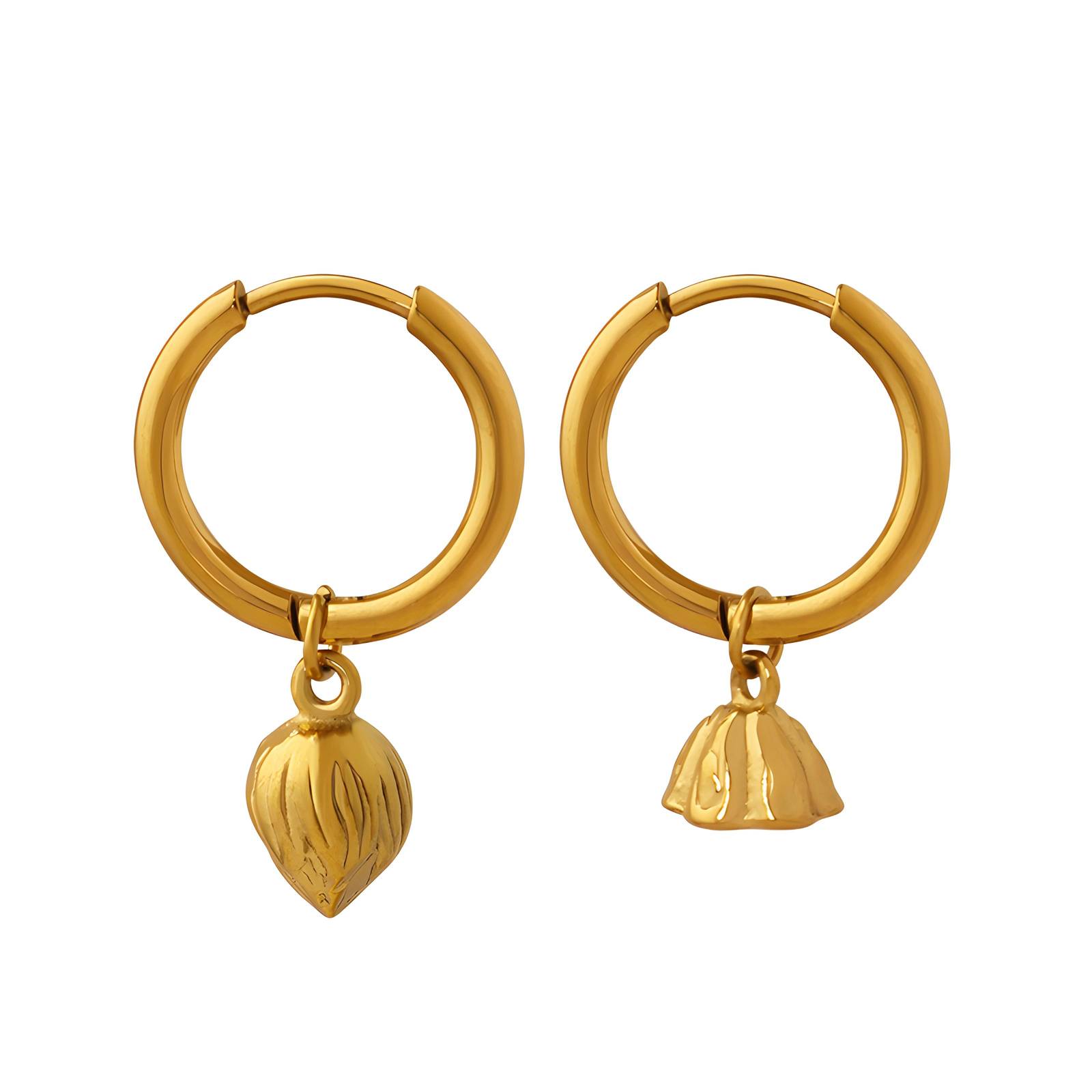 18K gold plated Stainless steel  Lotus earrings, Intensity