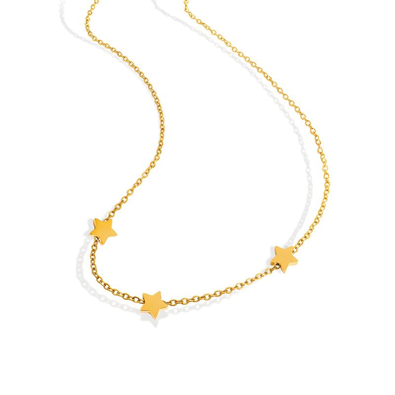 18K gold plated Stainless steel  Stars necklace, Intensity