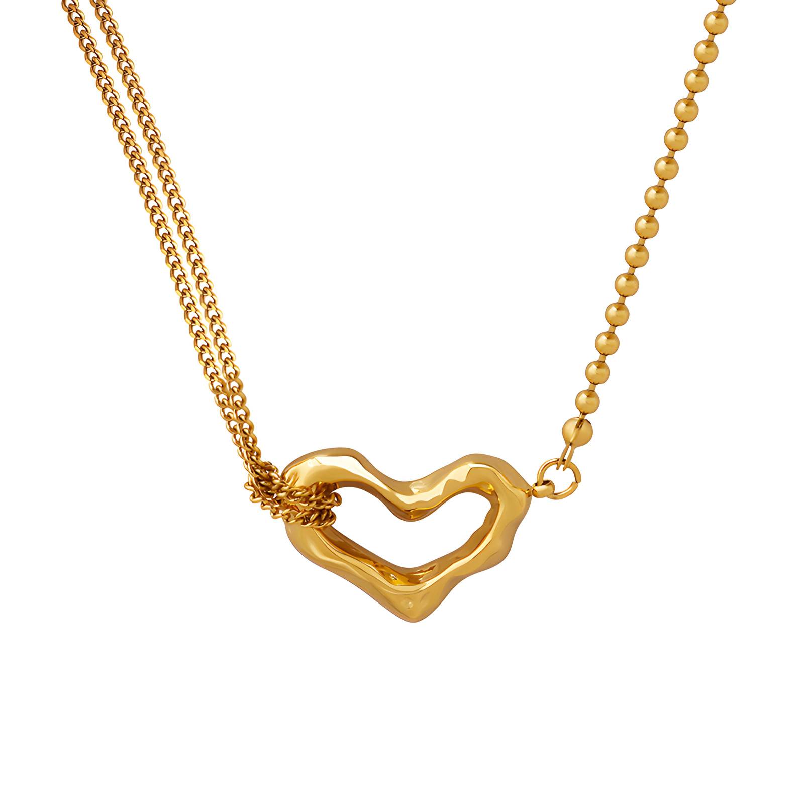 18K gold plated Stainless steel  Heart necklace, Intensity