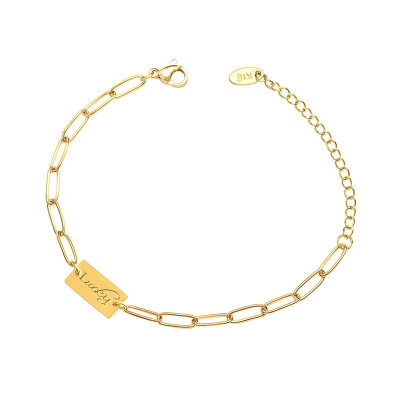 18K gold plated Stainless steel  Letter Lucky bracelet, Intensity