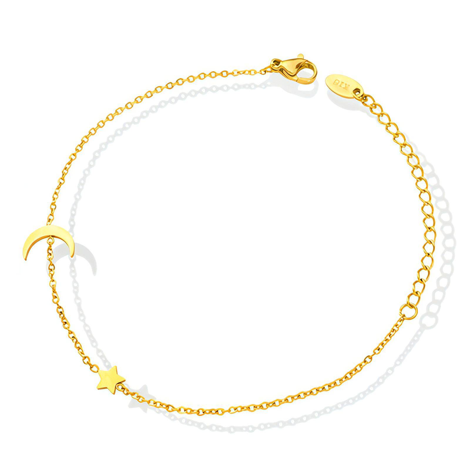 18K gold plated Stainless steel  Star and Moon bracelet, Intensity