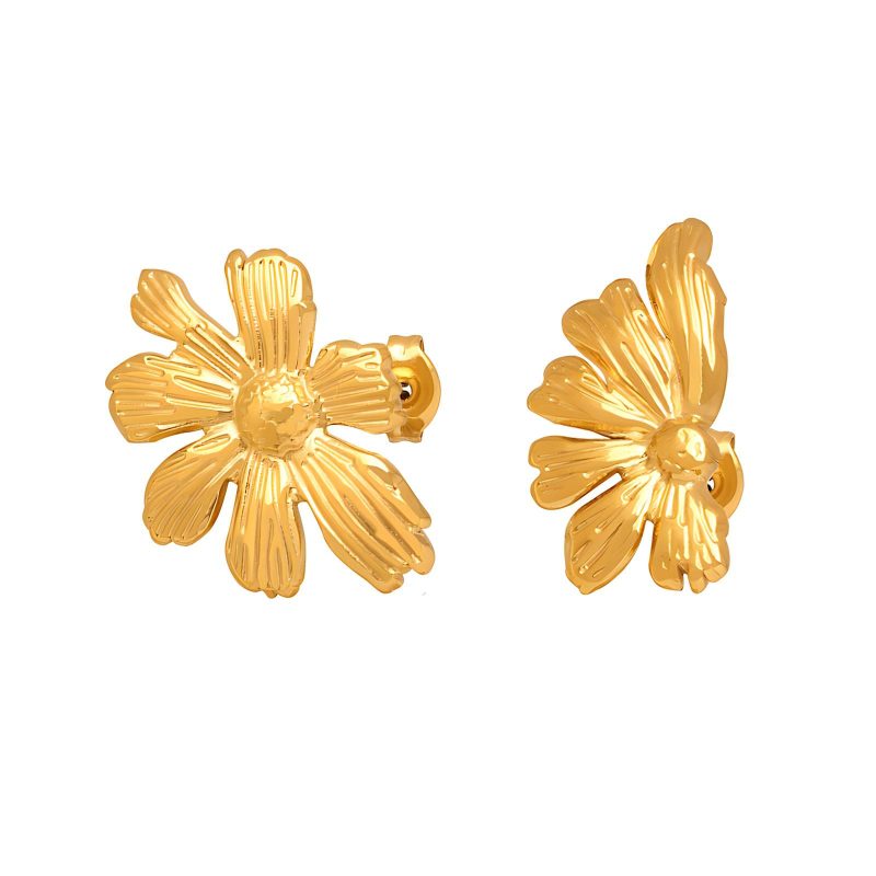 18K gold plated Stainless steel  Flower earrings, Intensity