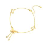 18K gold plated Stainless steel  Butterflies anklet, Intensity