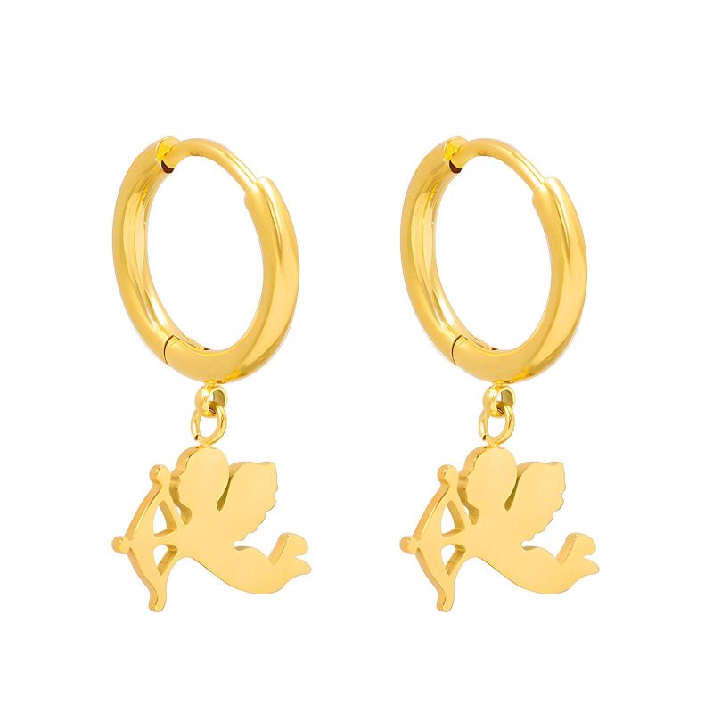 18K gold plated Stainless steel  Cupid earrings, Intensity