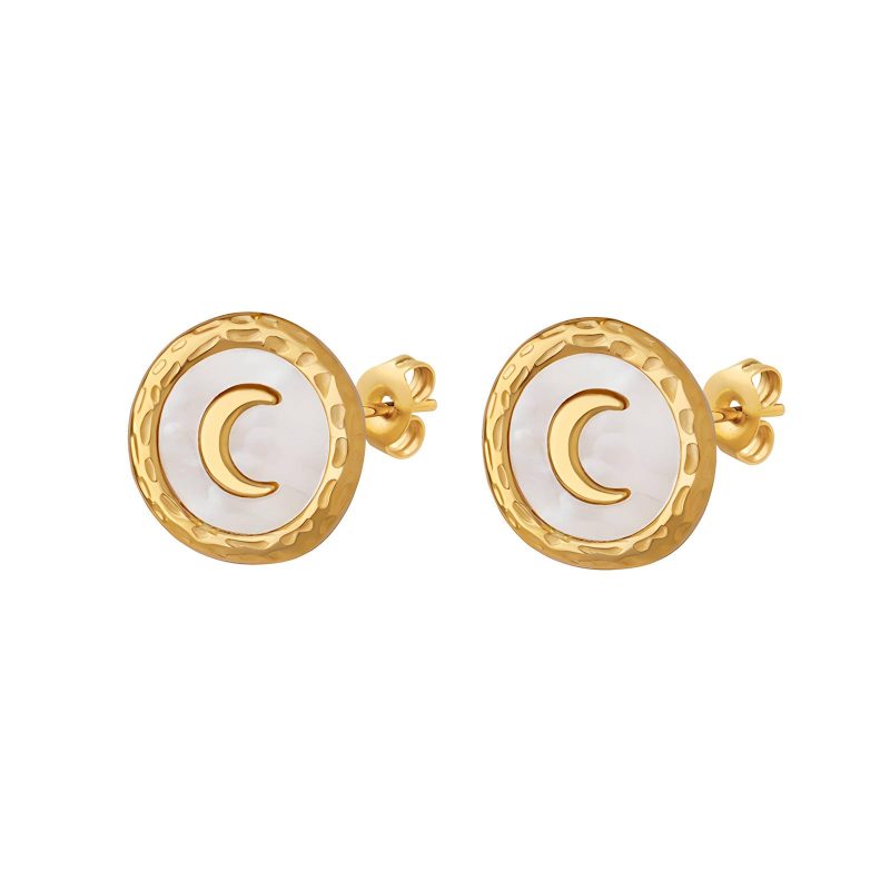 18K gold plated Stainless steel  Crescent earrings, Intensity