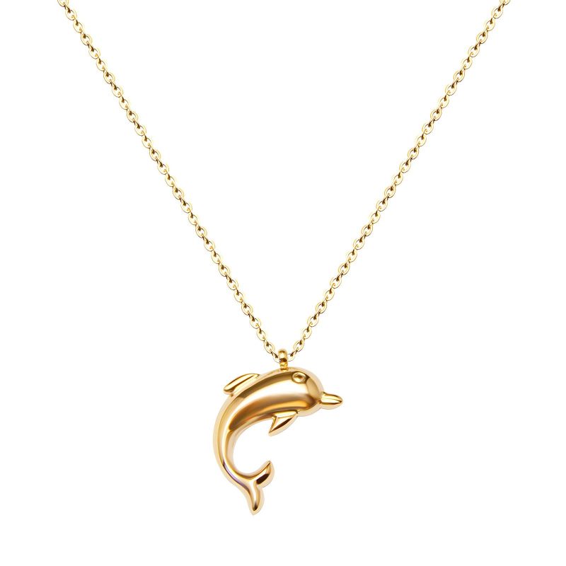 18K gold plated Stainless steel  Dolphin necklace, Intensity