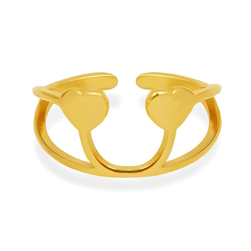 18K gold plated Stainless steel  Heart finger ring, Intensity