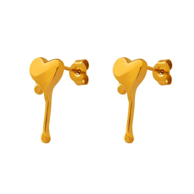 18K gold plated Stainless steel  Melting Heart earrings, Intensity