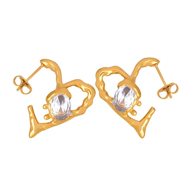 18K gold plated Stainless steel  Heart earrings, Intensity