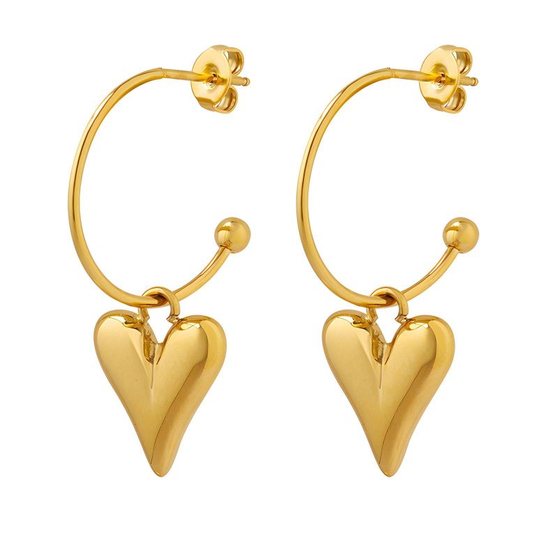 18K gold plated Stainless steel  Heart earrings, Intensity