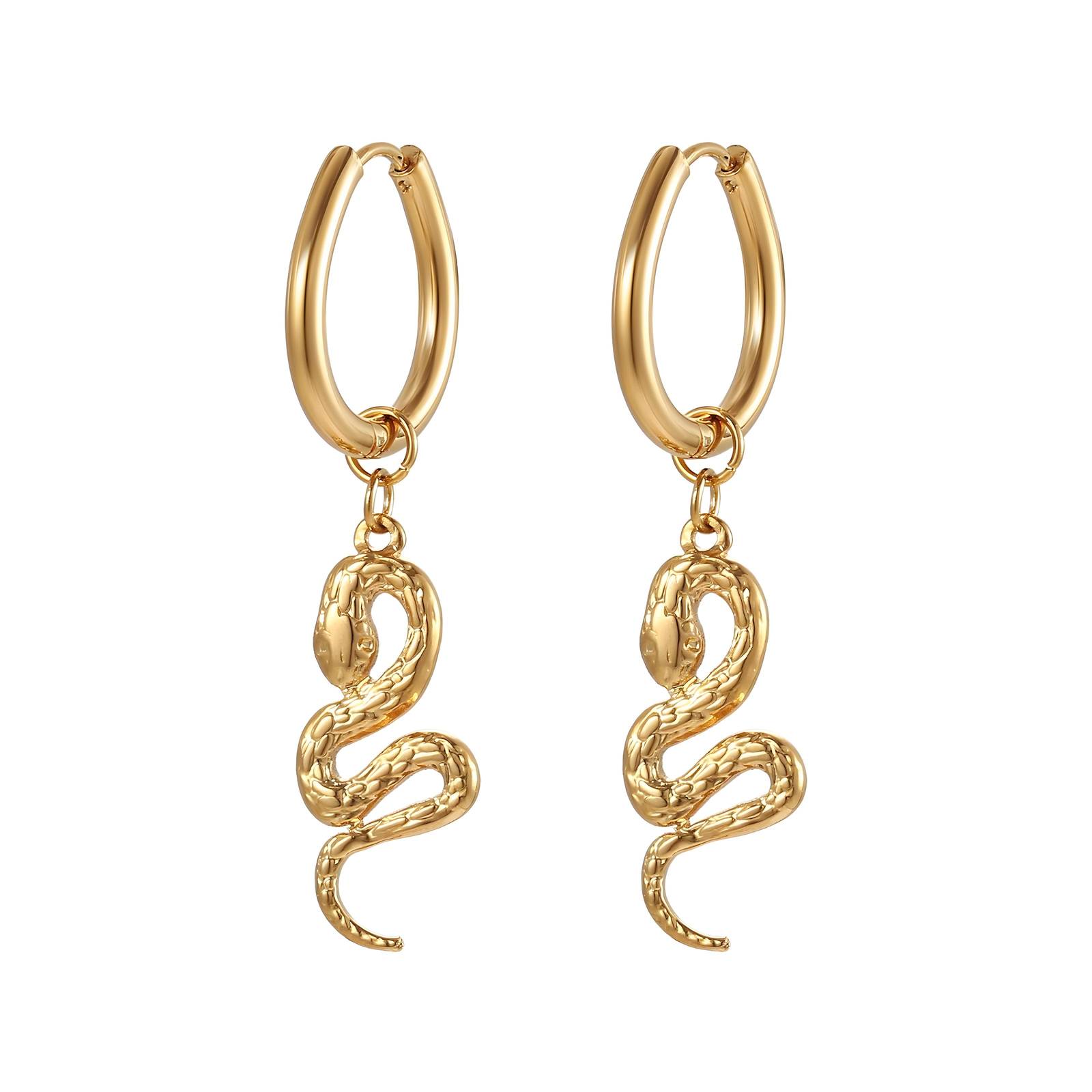 18K gold plated Stainless steel  Snake earrings, Intensity