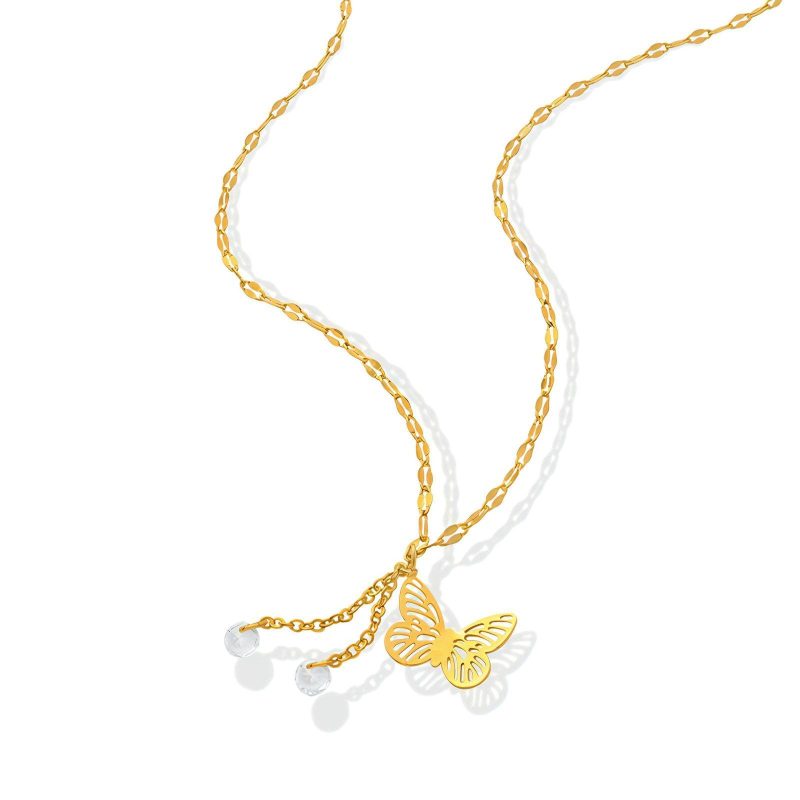 18K gold plated Stainless steel  Butterfly necklace, Intensity