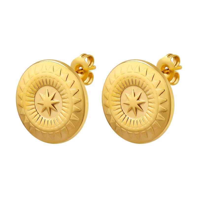 18K gold plated Stainless steel  Sun earrings, Intensity